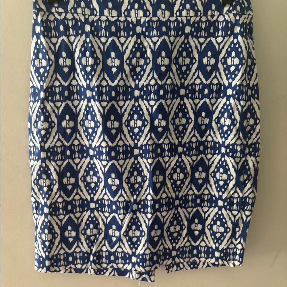 J. Crew Blue and White Mini Pencil Skirt